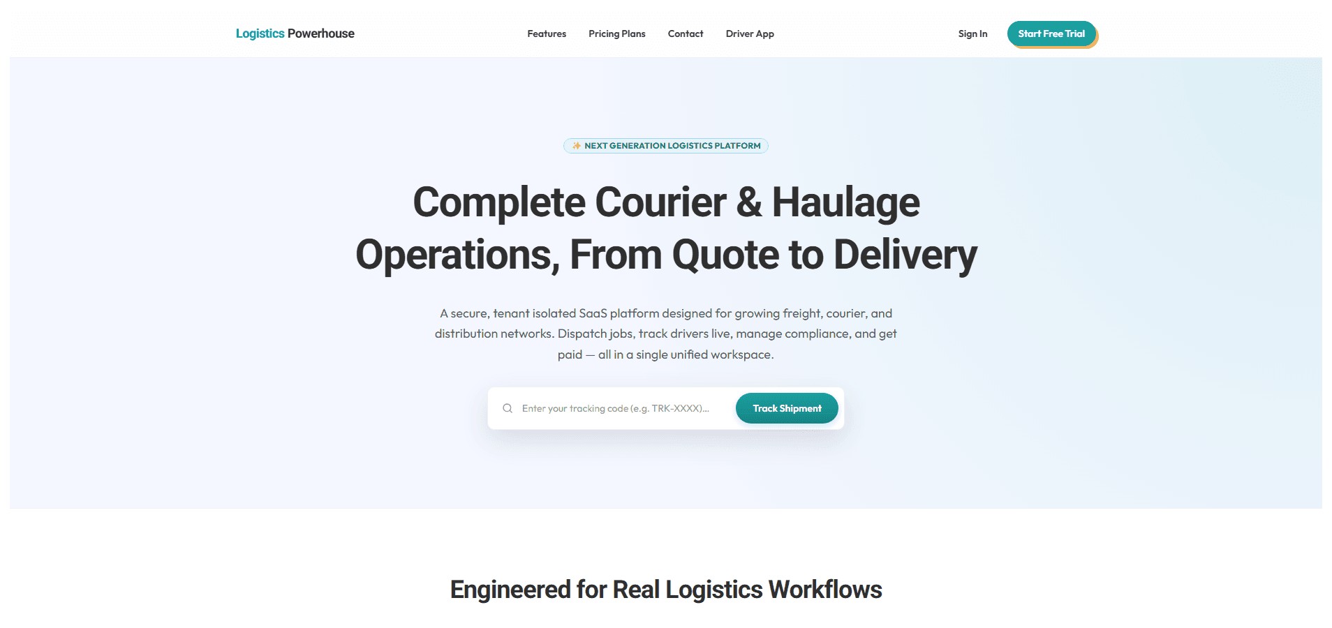 Logistics Powerhouse website screenshot